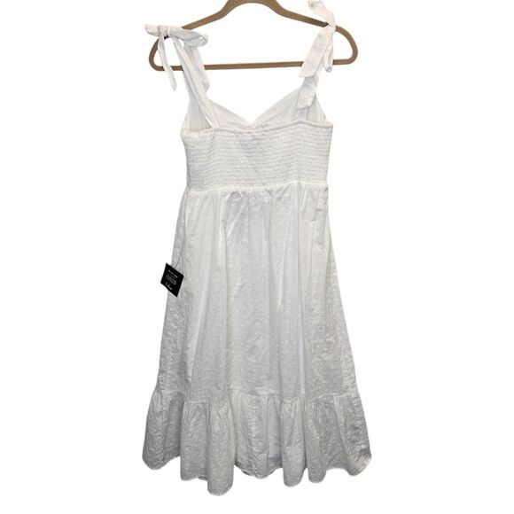 NWT Lulus Women's M Fairytale Feeling White Eyelet Tie-Strap Tiered Midi Dress - Picture 7 of 16
